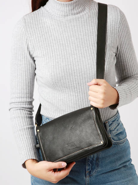 Sac BandouliÃ¨re Boston Cuir Basilic pepper Noir boston BBOS02 vue secondaire 1