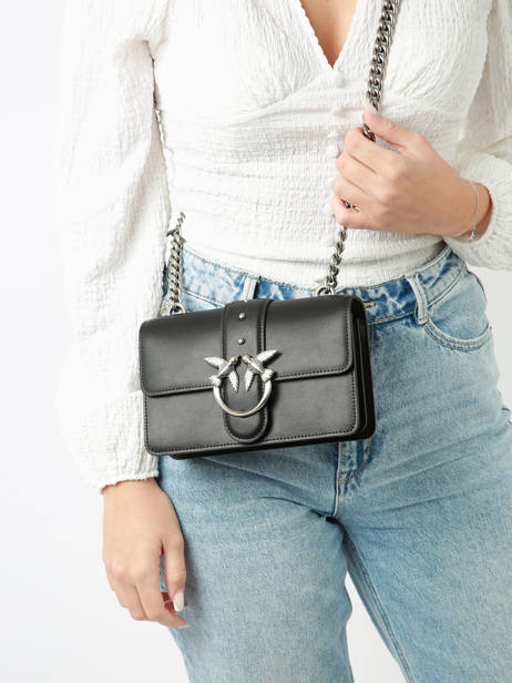 Sac BandouliÃ¨re Love Bag Icon Cuir Pinko Noir love bag icon A0F1 vue secondaire 1