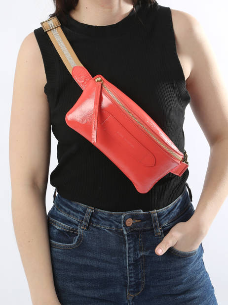 Sac Ceinture Coachella Cuir Vernis FroissÃ© Marie martens Rose coachella VRF vue secondaire 1