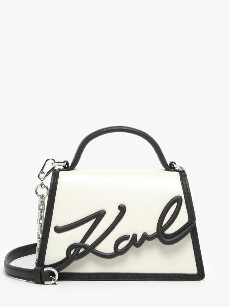 Sac BandouliÃ¨re K Signature Cuir Karl lagerfeld Blanc k signature 245W3072