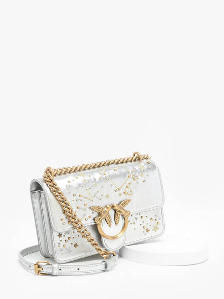 Sac Bandoulière Love Bag Icon Cuir Pinko Argent love bag icon A1YW vue secondaire 2
