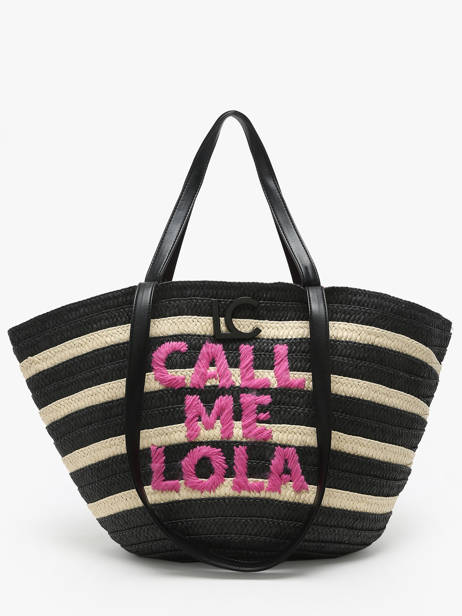 Sac PortÃ© Ã©paule Panier Paille Lola casademunt Noir panier 92