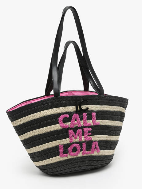 Sac PortÃ© Ã©paule Panier Paille Lola casademunt Noir panier 92 vue secondaire 2