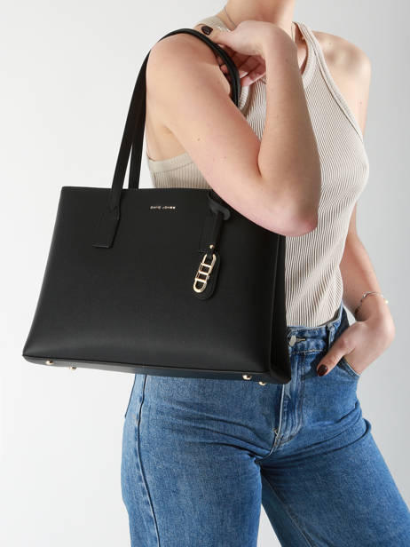 Sac PortÃ© Ã©paule Saffiano David jones Noir saffiano CM7468 vue secondaire 1