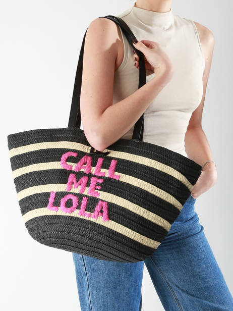 Sac PortÃ© Ã©paule Panier Paille Lola casademunt Noir panier 92 vue secondaire 1