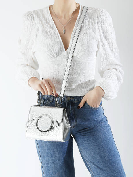 Sac BandouliÃ¨re Ginkgo Cuir Nathan baume Argent ginkgo 4R vue secondaire 1