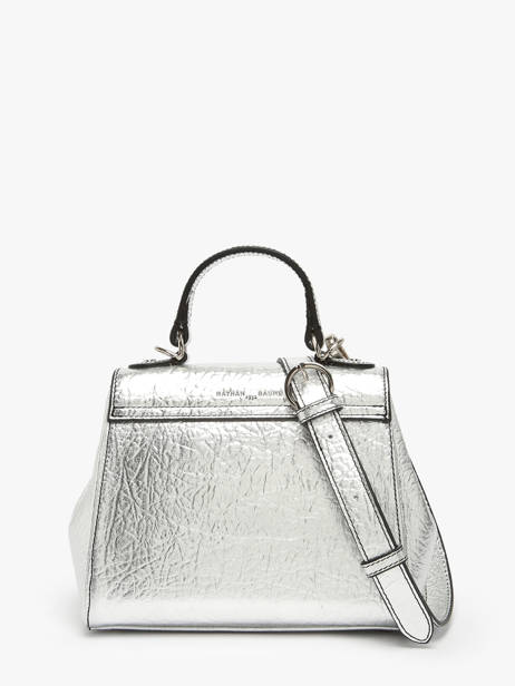 Sac BandouliÃ¨re Ginkgo Cuir Nathan baume Argent ginkgo 4R vue secondaire 4