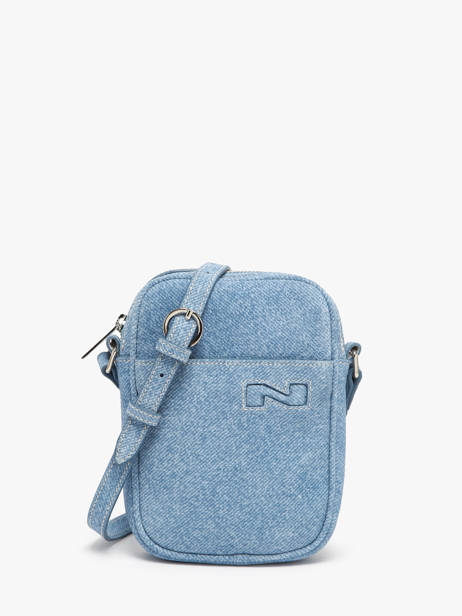 Sac BandouliÃ¨re Denim Cuir Nathan baume Bleu denim D