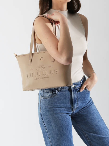Sac PortÃ© Ã©paule Logo Lulu castagnette Rose logo YZEURE vue secondaire 1