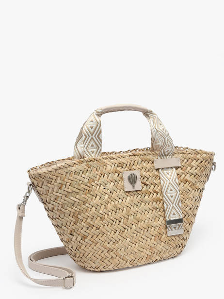 Cabas Estival Paille Le voyage en panier Beige estival PM848 vue secondaire 2