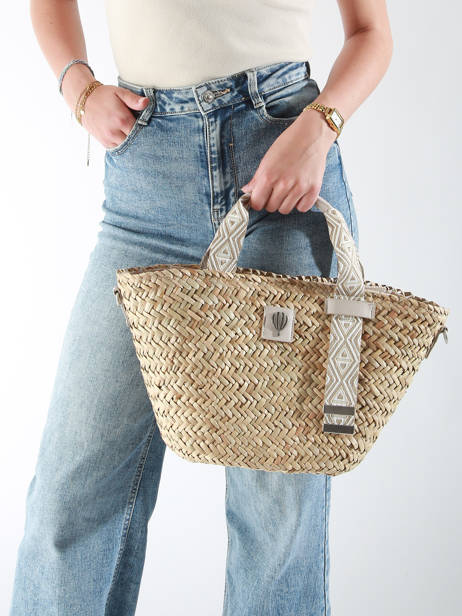 Cabas Estival Paille Le voyage en panier Beige estival PM848 vue secondaire 1