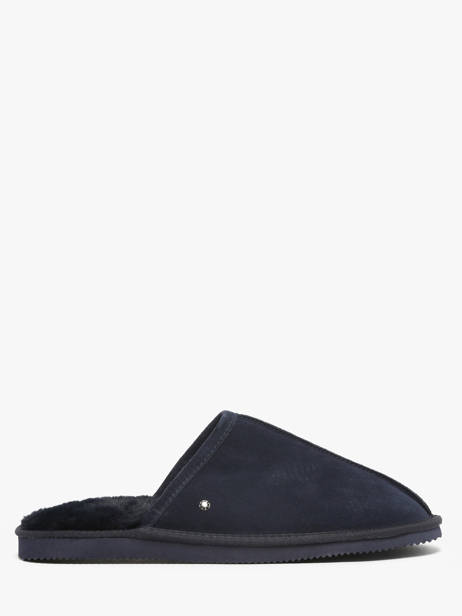 Chaussons En Cuir Isotoner Bleu men 98169 vue secondaire 3